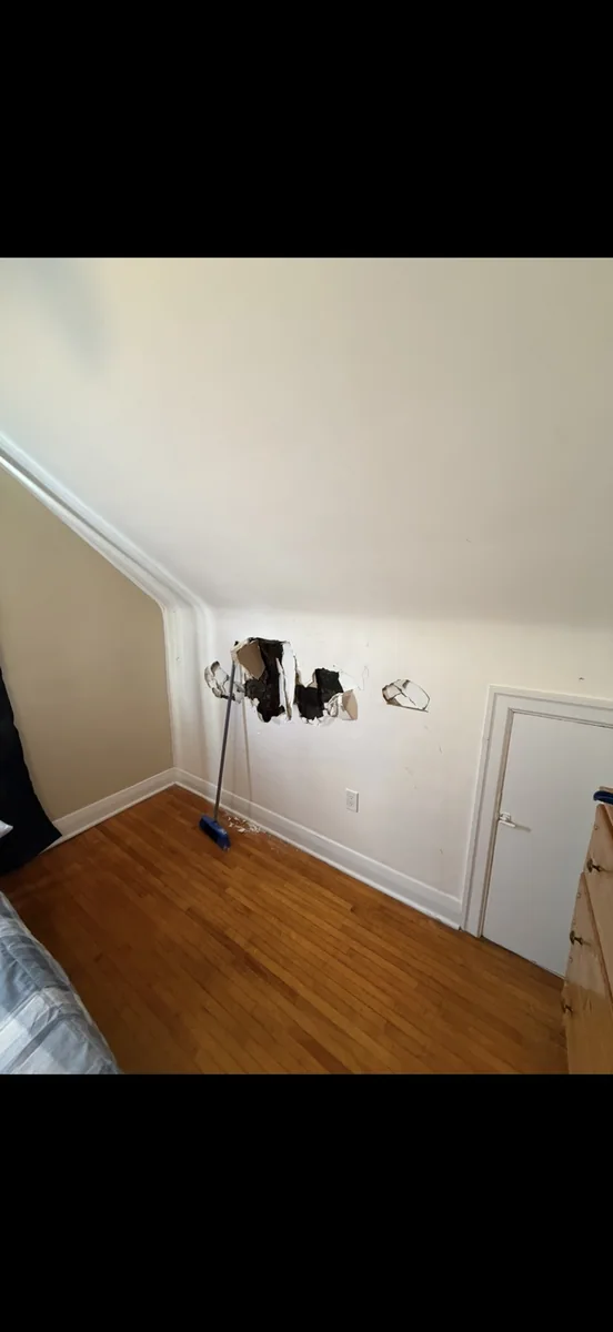 Interior wall finishing and repair area